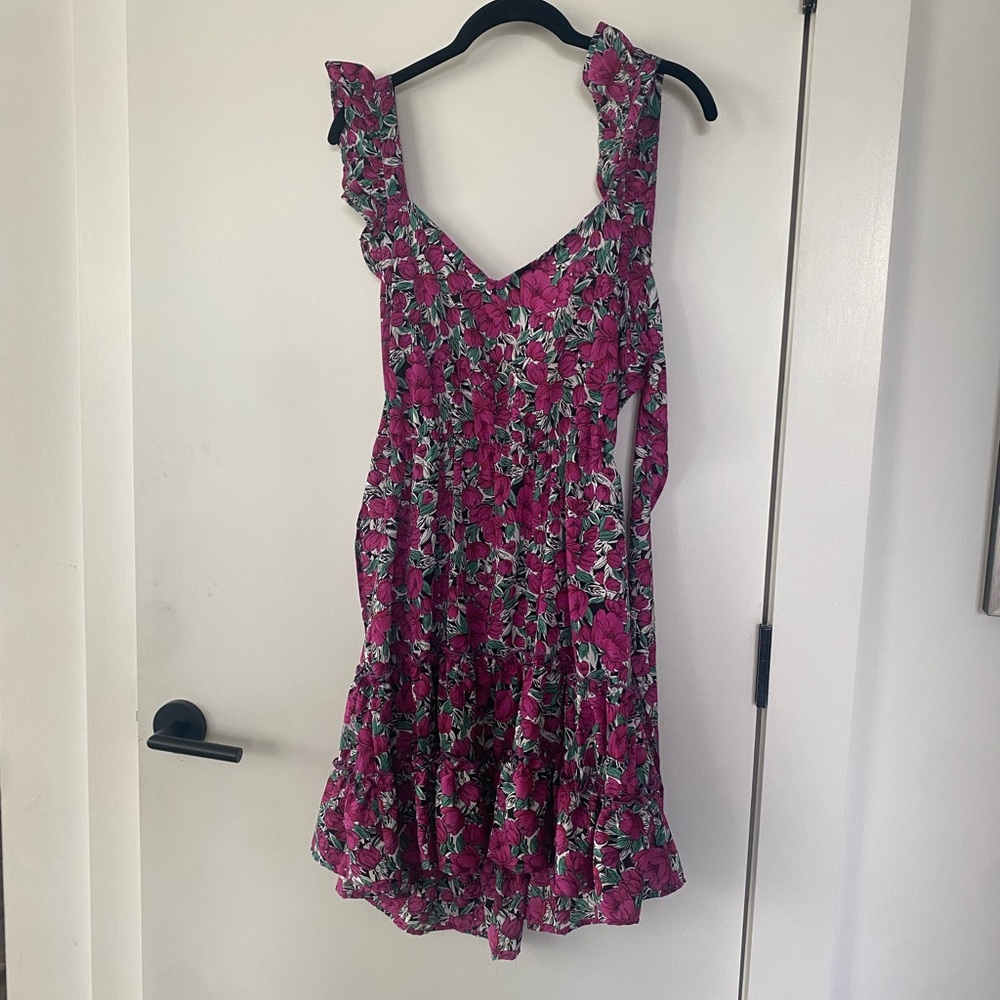SHEIN Floral Print Ruffled Self Tie Mini Dress